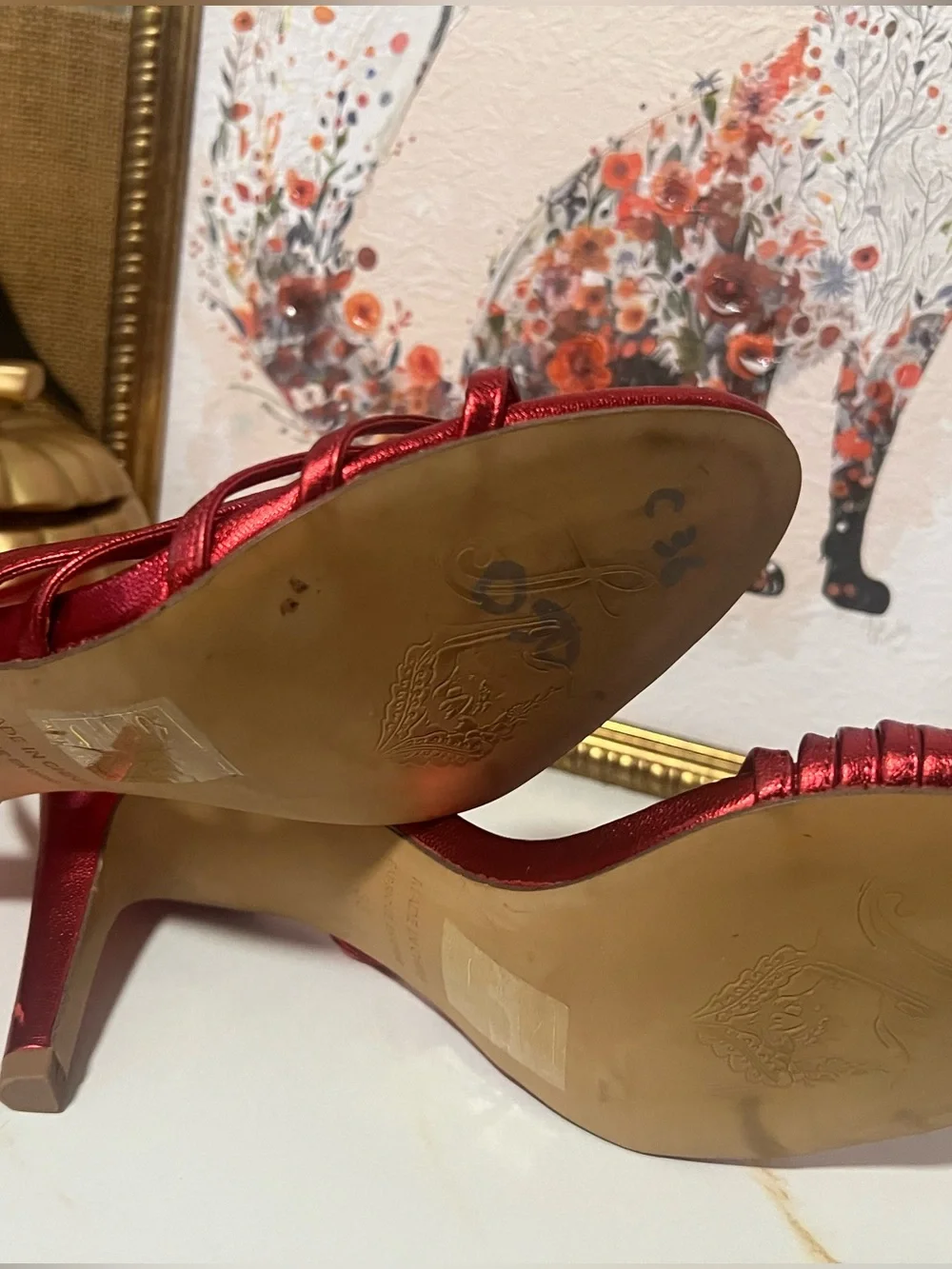 Free People Metallic Red Strappy High Heel Sandals